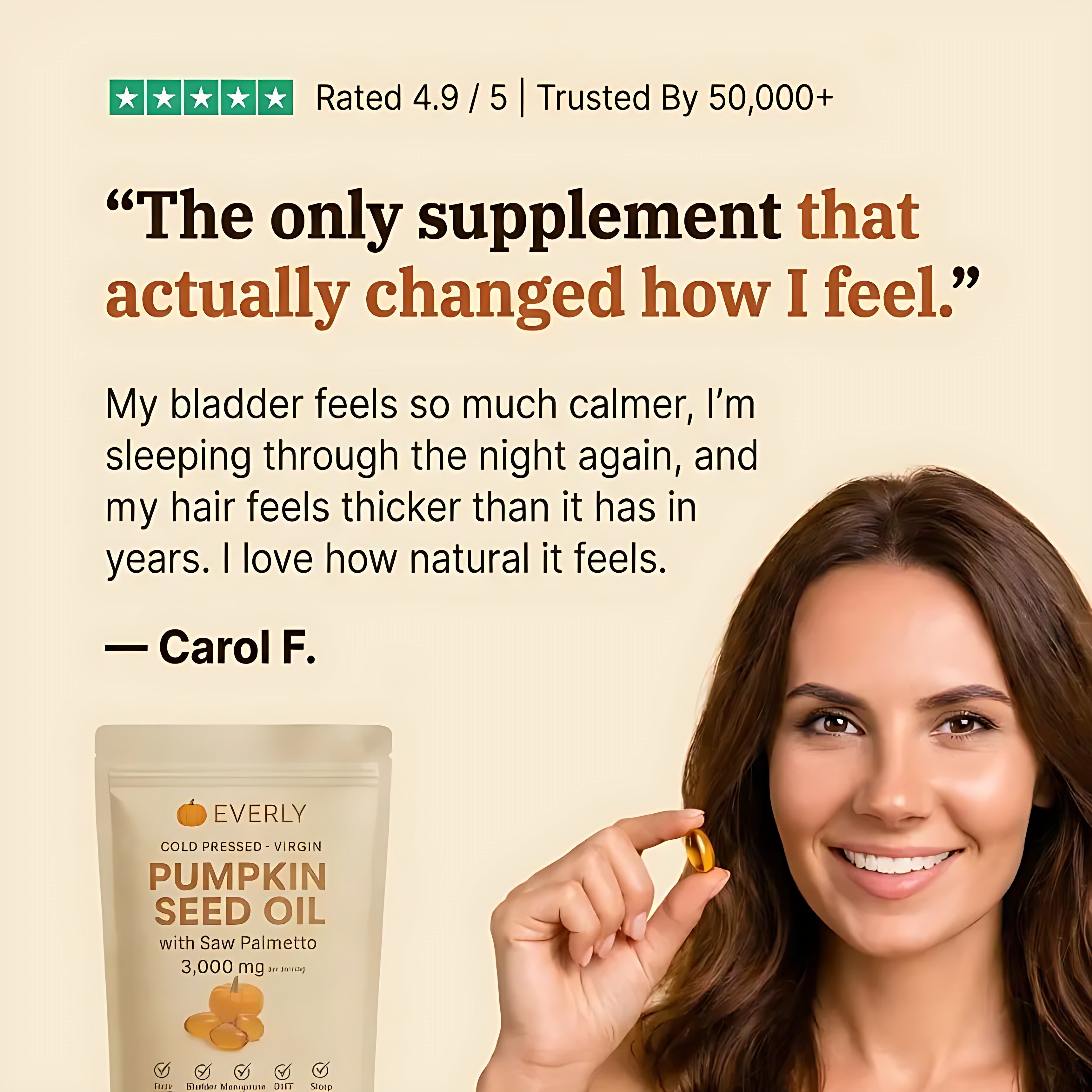 Customer review of Everly Pumpkin Seed Oil softgels